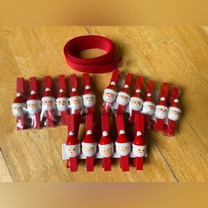 Cost Plus World Market Santa Picture clothespins and ribbon